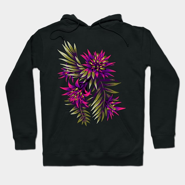 Fasciata Tropical Floral - Purple / Gold Hoodie by andreaalice